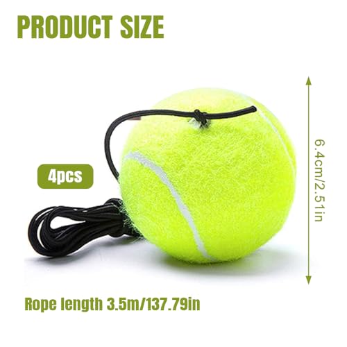 yotutun Tennisball mit Schnur, 4 Stück Tennistrainer Gummiband Tennistraining Elastisch Tennis Trainingsball Rebound Ball für Kinder Erwachsene Anfänger Solotraining