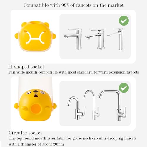 Image of Faucet Handle Extender Set, Faucet Extender for Kids Child Sink Extender Kids Hand Wash Helper Faucet Extender for Bathroom Sink-Yellow