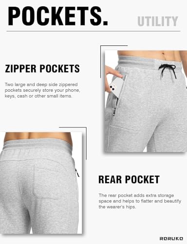 Image of Rdruko Men's Fleece Joggers Pants Winter Warm Sweatpants with Zipper Pockets Athletic Running Gym Workout
