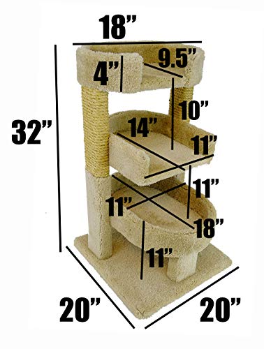 New Cat Condos Árbol Triple para Gatos Madera Sólida Grande miniatura 3