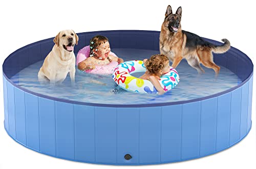 Niubya Vikbar hundpool, hopfällbar hundpool av hårdplast, bärbart badkar för husdjur, hundar och katter, husdjursvadpool för inomhus och utomhus, 180 x 30 cm