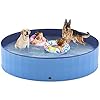 Niubya Foldable Dog Pool, Collapsible Hard Plastic Dog Swimming Pool, Portable Bath Tub for Pets Dogs and Cats, Pet Wading Pool for Indoor and Outdoor, 71 x 12 Inches