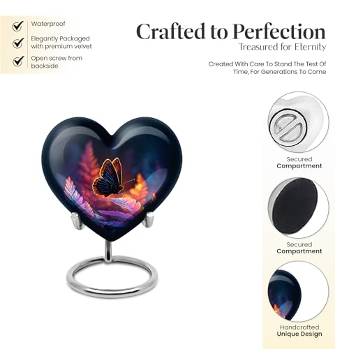 Image of Butterfly Urn Unique Little Urn for Ashes for Women & Men 3 Inch 2 Qty | Funeral Keepsake Urns Small Keepsake