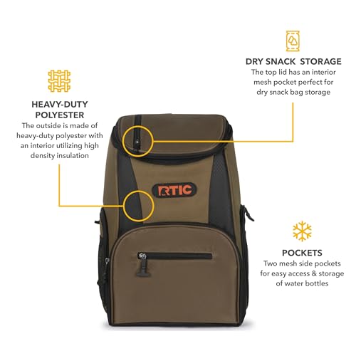 RTIC Lightweight 15-Can Backpack Cooler (Olive) — view 4