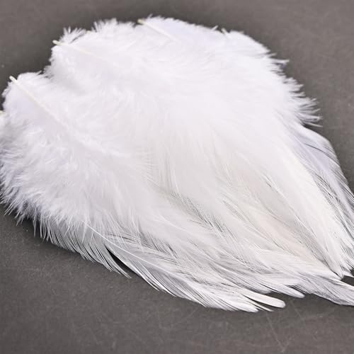 Feathers for Crafting,240pcs 5-7inch White Craft Rooster Feathers,Saddle Hackle Feather,Bulk Feathers for Wedding Home Party,Dream Catcher Supplies and DIY Crafts - Thumbnail 4