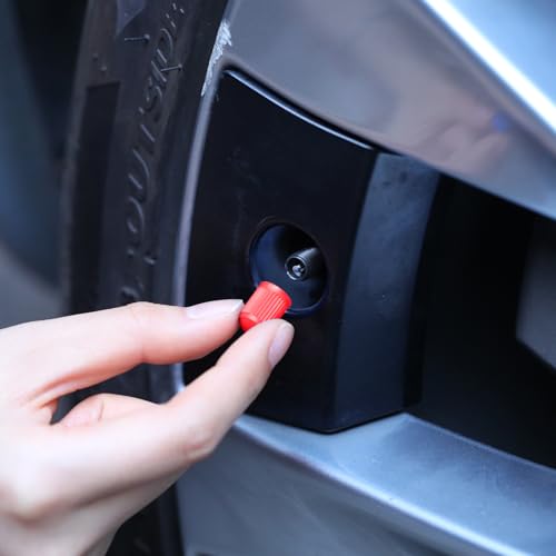 Image of Outus 20 Pack Tyre Valve Dust Caps for Car, Motorbike, Trucks, Bike, Bicycle (Red)