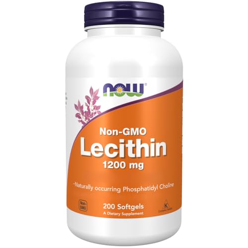 Now Foods, Lecithin (Lecitina de Soja), 1.200mg, Dosis Alta, 200 Cápsulas blandas, Probada en Laboratorio, Sin Gluten, No GMO