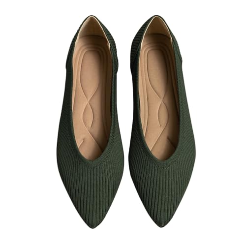 ticticlily Ballerines Femme Pointue Tricot Chaussure Confortable Slip on Plats D Vert 39 EU