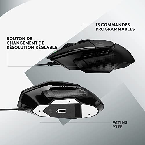 Logitech G G502 X Souris Gaming Filaire - LIGHTFORCE boutons primaires hybrides optique-mécanique, capteur gaming HERO 25K, compatible avec PC - macOS/Windows - Noir – Image 6