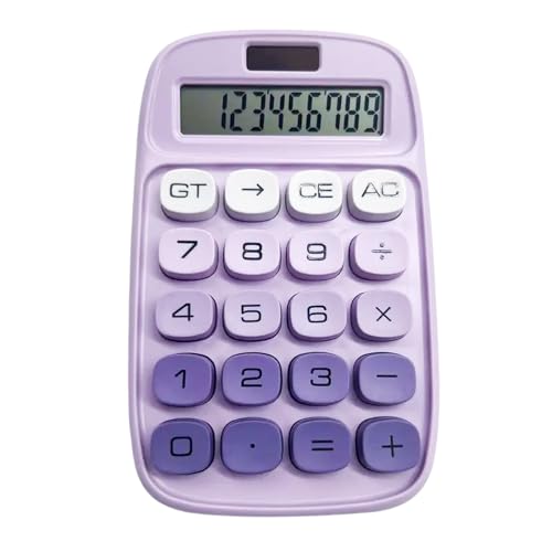 Image of Desktop Colorful Calculator 12 Digit, Dual Solar Power and Battery LCD Display, Easy to Press Big Buttons for Home, Office, School, College Class and Business Use (Purple)