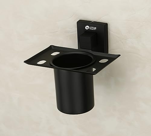 Image of iSTAR Stainless Steel Toothbrush Holder Tumbler Holder Toothbrush Stand Tumbler Stand Bathroom Accessories Anti Rust (Black) (Pack of 1)