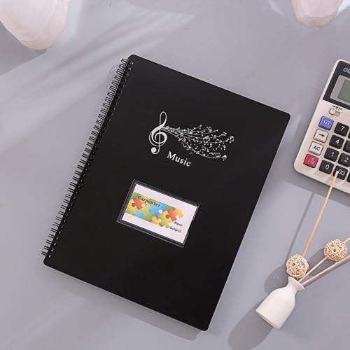 Cartella Spartiti A4, Cartella Spartiti Musicali, 30 Pagine/60 Tasche, Borsa porta Documenti Musicale Per Pianoforte, Chitarra, Violino, Concerto (Nero)