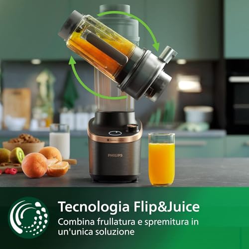 Philips Flip&Juice Frullatore ad alta velocità Serie 7000 con modulo spremiagrumi, tecnologia Flip&Juice & ProBlend Ultra, app HomeID, Programmi preimpostati, funzione di pulizia rapida (HR3770/10) - Immagine 2