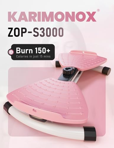 Karimonox Waist Twister Machine Exercise, Ab Twist Board with Smart LED Digital Counter, Supports 300 lbs, Noiseless, Anti-Slip, Compact Portable for Home Gym Workout Equipment (Pink)