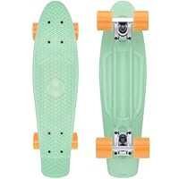 KMX Skateboard 22 Inch, Classic Cruiser Skateboard for Beginners and Advanced Skaters, Mini Cruiser Board for Boys, Girls, Kids, Students, Adults, Teens Penny Board(22 Mint & Citrus)