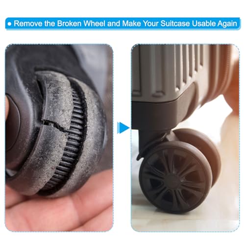 PATIKIL Luggage Wheels Replacement, 1 Pair Suitcase Wheels Caster Repair for Left & Right Swivel Wheel, Black (3.1x3.1x2.7/1.2x1.2x1.1 Inch)4