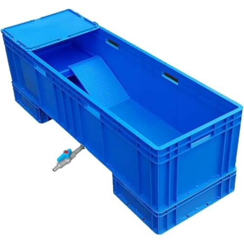 Emidor タートルタンク、タートルボックス、大型、プラスチック、排水設計、多機能、タートルケージ、観察、換気、日光浴、家庭用、爬虫類と両生類、ペット用品、60 * 40 * 23cm (C)