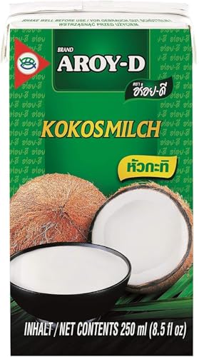 YIJIA | Aroy-D 250ml - Leche de coco con E435 - Coconut Milk 100% Original (1 Botella)