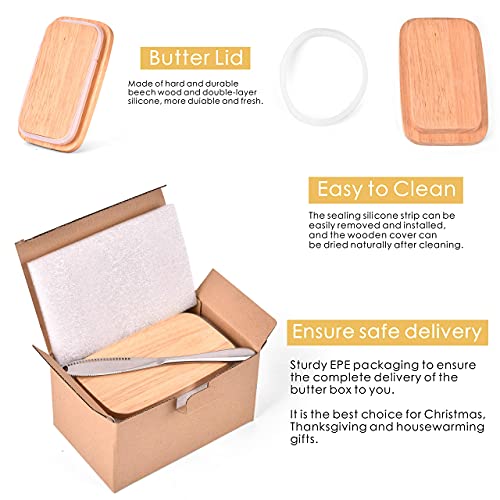 Butter Dish With Knife, Porcelain Butter Dishes With Lid, Large Butter Keeper With Double Layer Sealing Silicone And Stainless Steel Knife (Black) #TOP5