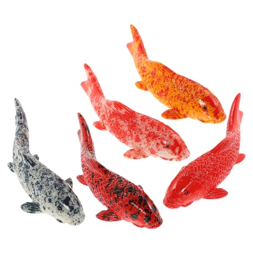 Image of Veemoon 5 Pcs Resin Fake Fish, 2.16 Inch Mini Aquarium Ornament, Artificial Goldfish Figurines Decor Glass Terrarium Fish Tank Ocean Landscape