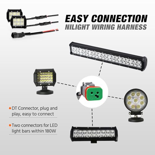 Image of Nilight 2 Pin DT Connectors 16AWG 6 Kits Male&Female Electrical Connector