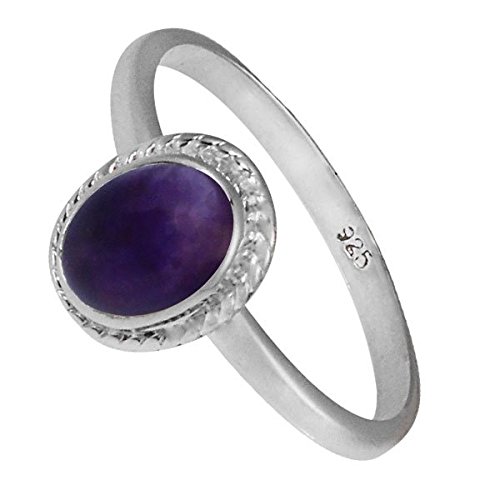 Anillo de plata amatista óvalo de 8 mm con borde trenzado ley 925