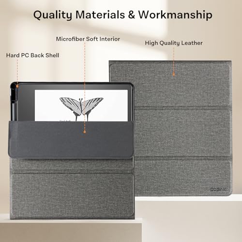Image of CoBak Stand Case for Kindle Scribe - Premium Folio Leather Cover with Pen Holder, Auto Sleep /Wake - Compatible with 10.2 Inch Kindle Scribe (2022 /2024 Release)