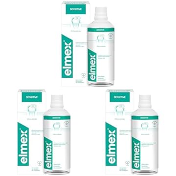 elmex Collutorio Sensitive 1 Flacone da 400ml Protezione Extra dai Denti Sensibili e dalla Carie Radicolare (Confezione da 3)