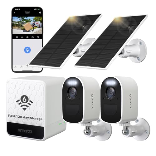 xmartO 4MP QHD WiFi6 Solar Security Camera 2-Cam Kit