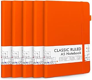 feela A5 Notebooks Hardback, Notepads A5 Ruled Lined (120 GSM), Journal Notebook Multipack with 3 Black Gel Pens for Business Work, Journaling, Note Taking, 3 Pack Per 128 Pages, 21 x 13 cm, Emerald