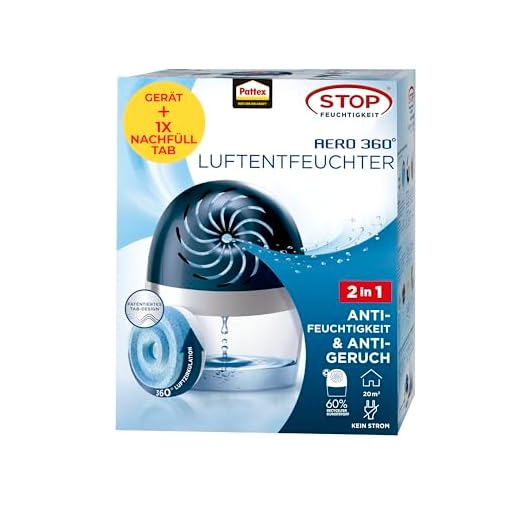Pattex Stop Feuchtigkeit AERO 360° Luftentfeuchter, hocheffizienter Raumentfeuchter, nachfüllbarer Entfeuchter reduziert Feuchtigkeit, Gerüche & Schimmel, 1 Gerät inkl. 450g Tab