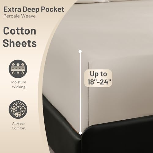 MEISHANG Extra Deep Pocket California King Sheets Cotton - 1000 Thread Count Sheets -Fits 18"-24" in Deep Mattress,100% Egyptian Cotton,Sateen Weave, Soft & Breathable - 4 Piece (Cal King, Linen)