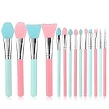 EXEXIUO 14Pcs Silicone Makeup Brush Applicator, Makeup Brush Kit for Crafts, Cream and UV Resin Epoxy Art Crafting