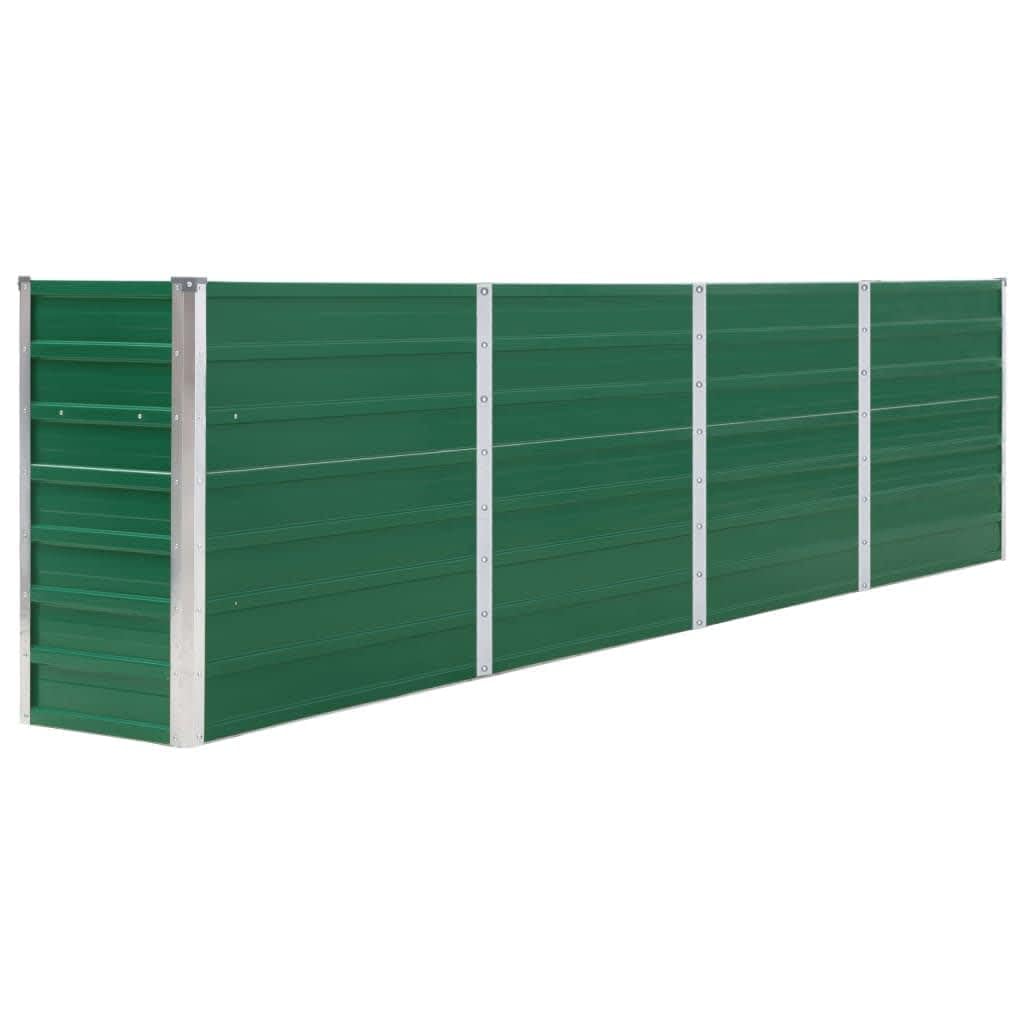 vidaXL Jardinera de Jardín Macetero Caja para Plantar Plantas Macetas de Patio Exterior Acero Galvanizado Verde 320x40x77cm