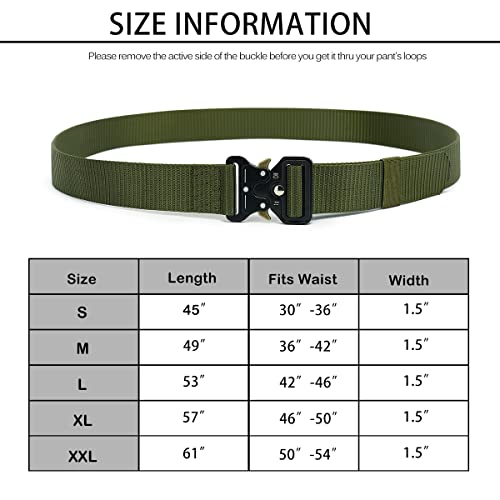 Gaivp Tactical Belt For Men, Military Hunting Belts For Men, 1.5" Reinforced Nylon Web Work Tactical Belt With Quick-Release Cobra Buckle -Green #TOP3