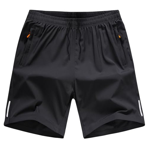 ADUDVLO Boys Shorts Summer Quick Dry Breathable Athletic Kids School PE Shorts with Elastic Waist Zipper Pockets 5-16Years (UK, Age, 15 Years, 16 Years, Regular, Black)