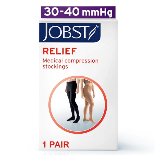 Image of JOBST Relief 30-40 mmHg Compression Stockings, Waist High Pantyhose, Open Toe | Compression Socks for Women / Men for Tired, Aching or Swollen Legs, Varicosities