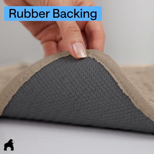Image of GORILLA GRIP SoakSTOPPER Dog Door Mat, 48x30 Machine Washable Rug Absorbent Doormat Captures Moisture Mud Dirt, Quick Dry Soft Chenille Entryway Rugs Indoor Entrance Mats for Dog Paws, Beige Ivory