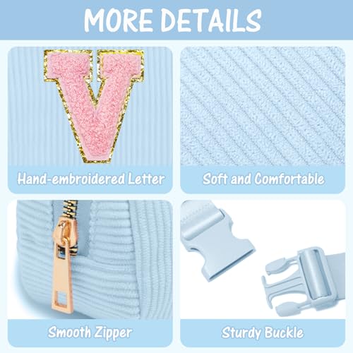 Image of Gitus Birthday Gifts for 10 11 12 13 14 15 16 Year Old Girls Personalized Gifts for Women Initial Fanny Pack Crossbody Bag Belt Bag Cute Preppy Stuff for Teen Girls Teenage Girl Gifts (Icing Blue-V)