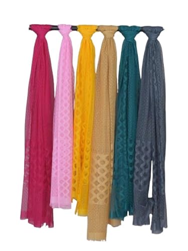 Nakoda Creation Net Self Design Women Dupatta (Super Net Dupatta 6-Rani,Baby Pink,Yellow,Beige,Morpankh,Grey) - BZ43556