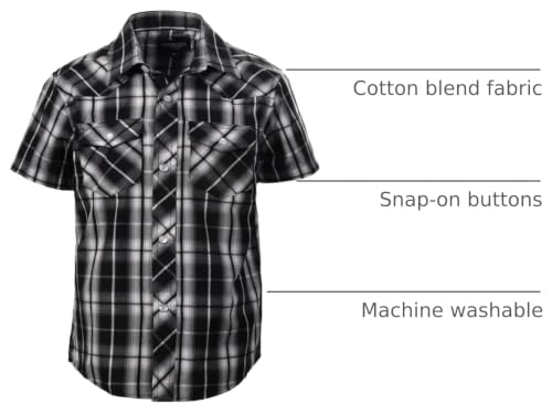 Image of Gioberti Boys Casual Western Plaid Pearl Snap-on Buttons Short Sleeve Shirt
