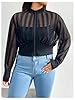 OYOANGLE Women's Plus Size Sheer Mesh Crop Bomber ... #1