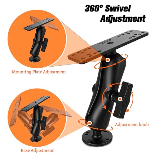 Image of Aluminum Fish Finder Mount with 1.5 inch /C Size Ball, 5.9 inch Arm Marine Electronics /Depth Finder Mount. High Salt Water Resistant, Compatible with Garmin, Lowrance, Humminbird,and More