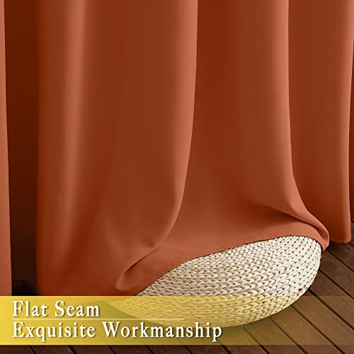 NICETOWN Room Divider Curtain 84 inch Length, Grommet Privacy & Noise Reducing Room Divider Thermal Insulated Window Drape for Sliding Glass Door (1 Panel, Burnt Orange, W80 x L84)