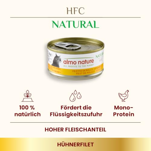 Almo Nature HFC Natural Katzenfutter nass -Hühnerfilet 24er Pack (24 x 70g)