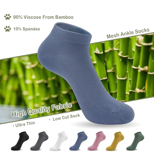 Image of SERISIMPLE Ultra-Thin Comfort Viscose Bamboo Mesh Ankle Socks for Women -Breathable Lightweight Low-Cut Socks 5 Pairs