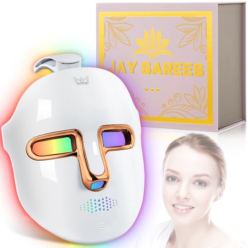 JAY SAREES Red-Light-Therapy-for-Face, 7-1 Colors Led Face Mask Light Therapy, Facial Skin Care Mask (Gold)