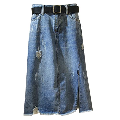 Jupe crayon denim femme taille haute vintage bleu mi-longue taille 52