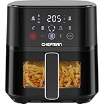 Chefman Air Fryer – 3.75L Compact Airfryer for Quick, Easy Meals, Features Hi-Fry Technology for Extra Crisp, Easy-View Window, Touch Controls with 4 Presets, Nonstick & Dishwasher Safe Basket - Black