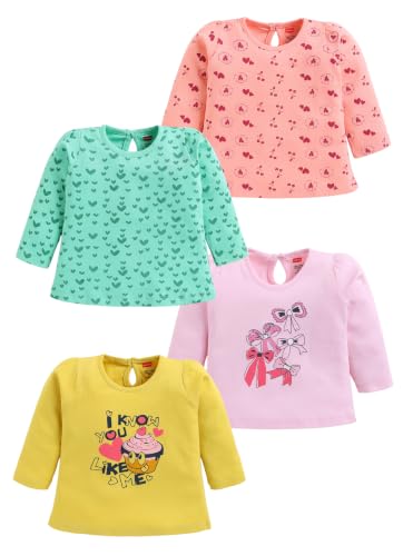 Image of LuvLap Baby Girls 100% Cotton Full Sleeve Girls Top Pack of 4